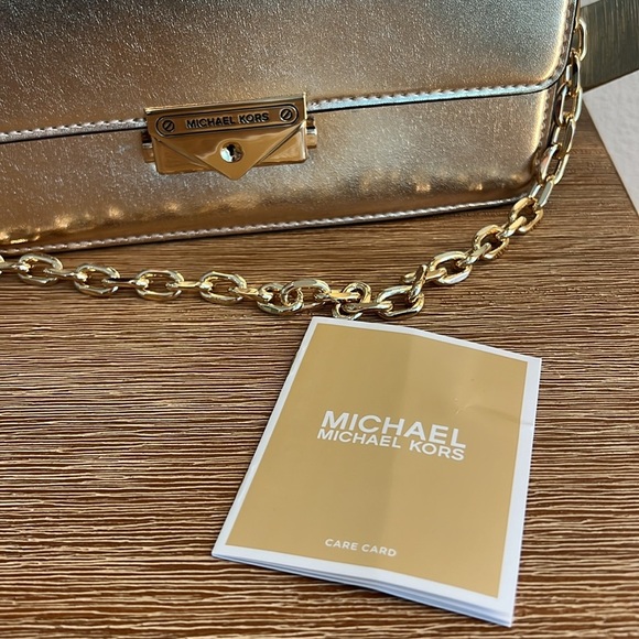nwt MICHAEL KORS CeCe Metallic Gold Clutch shoulder Bag - Picture 8 of 12